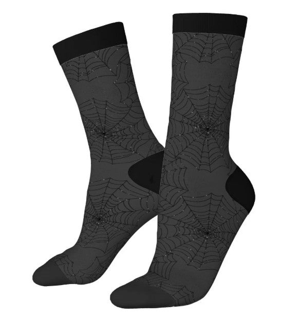Novelty Socks - Black on Black Spider Webs