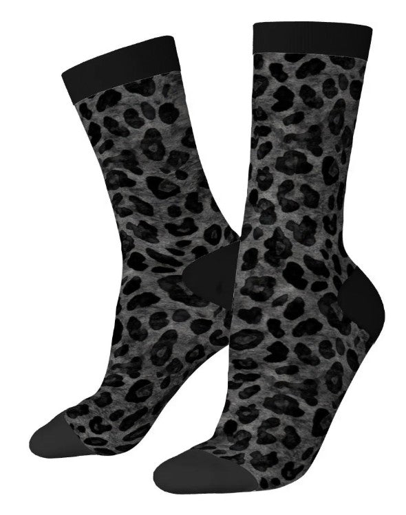 Novelty Socks - Black Leopard