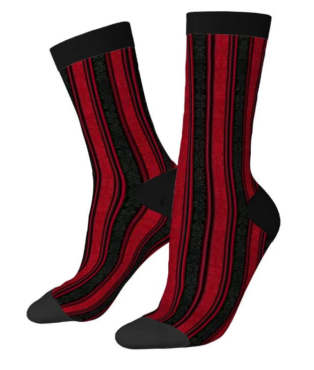 Novelty Socks - Red/Black Stripes
