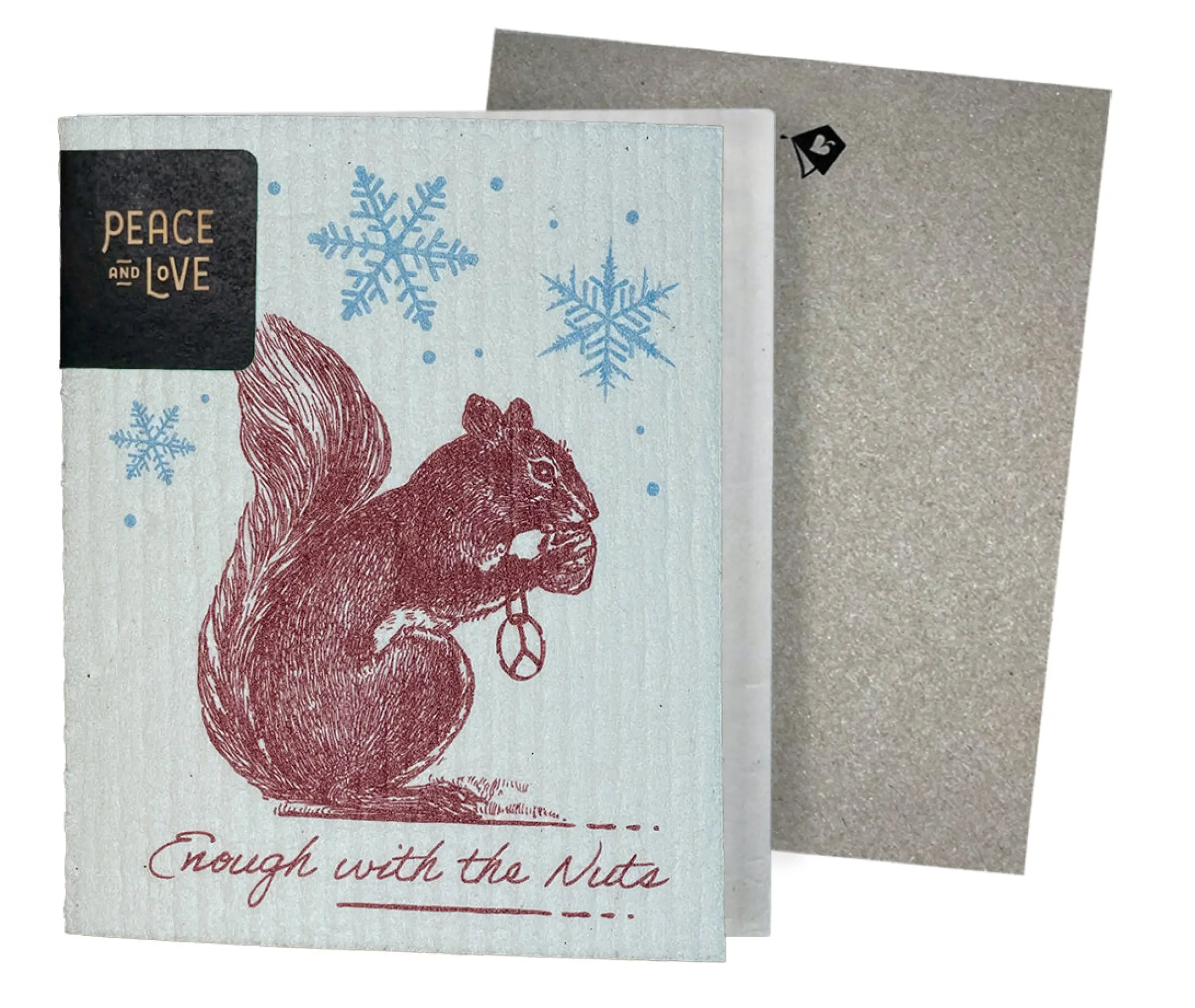 Enough with the Nuts Squirrel Vintage Etching Winter Clard- Greetings that Clean Up