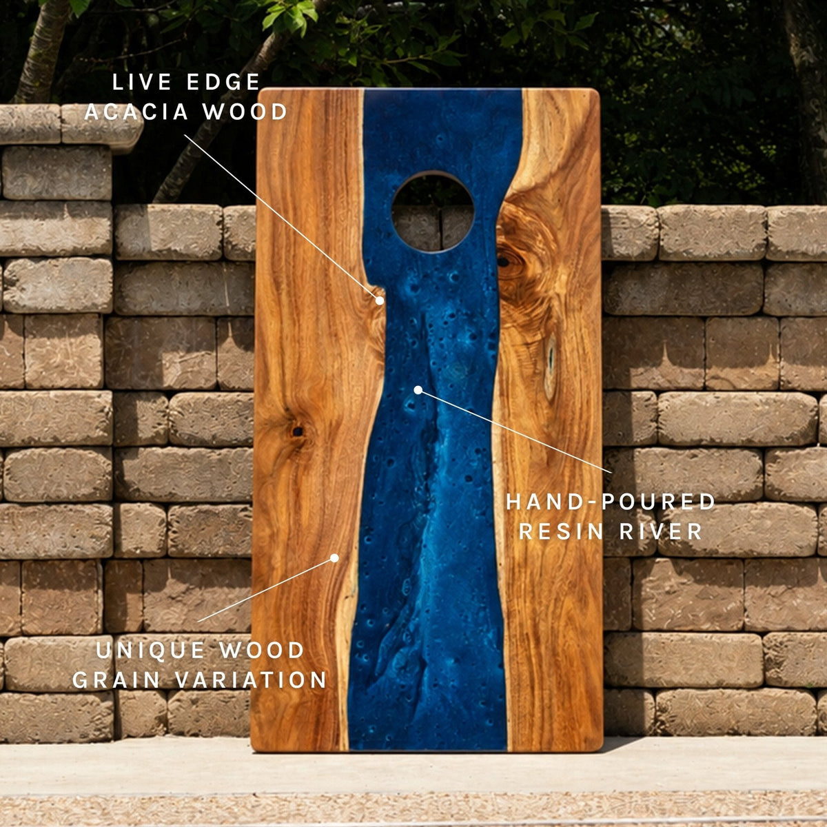 Studio Series Live Edge Resin 2x4 Cornhole Boards | River Collection