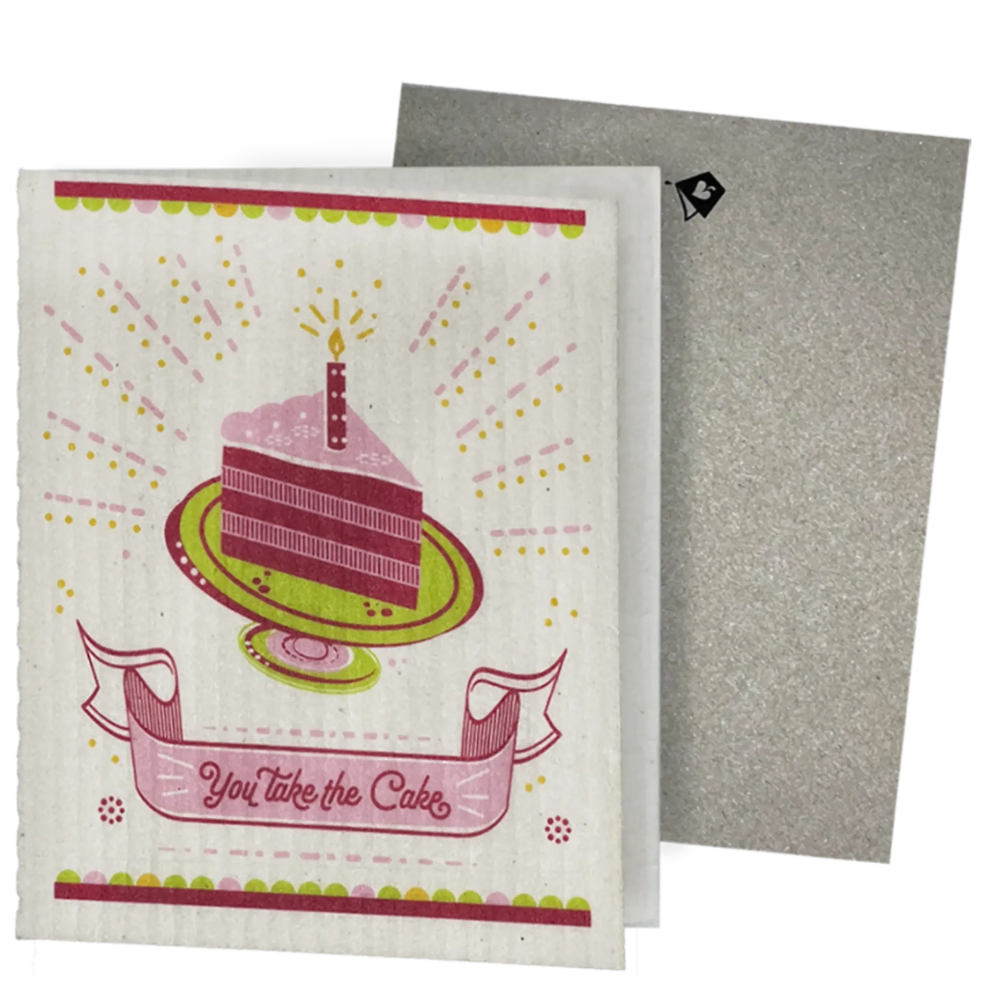 You Take the Cake Greeting Card Turns Into a Swedish Sponge Cloth | Soak iT Up Clard®