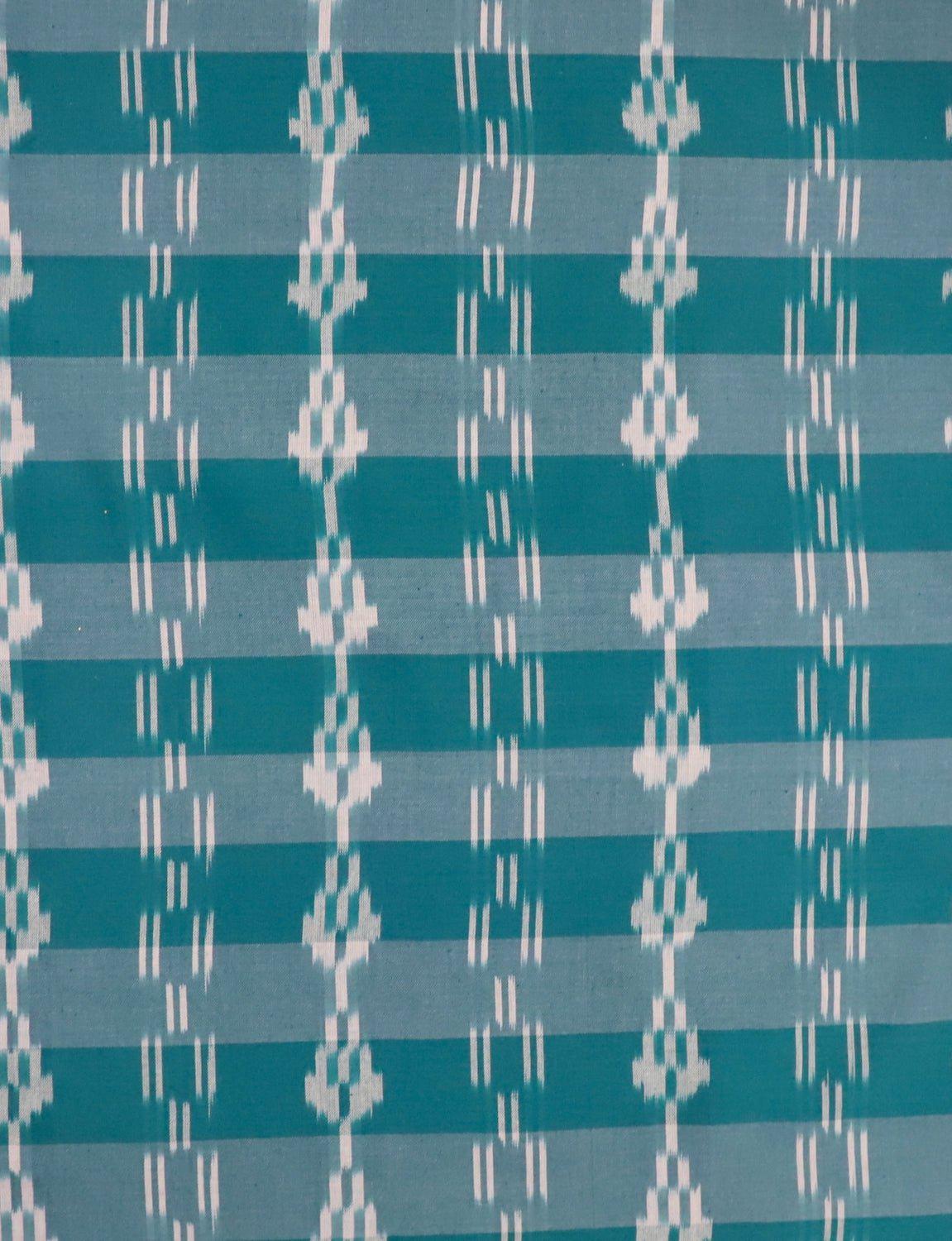 Teal Ikat Handwoven Cotton Fabric by the Yard