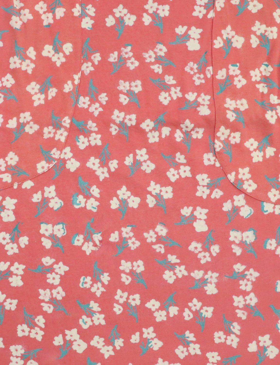 Terracotta Rose Small Floral Block Printed Cotton Fabric by the Yard