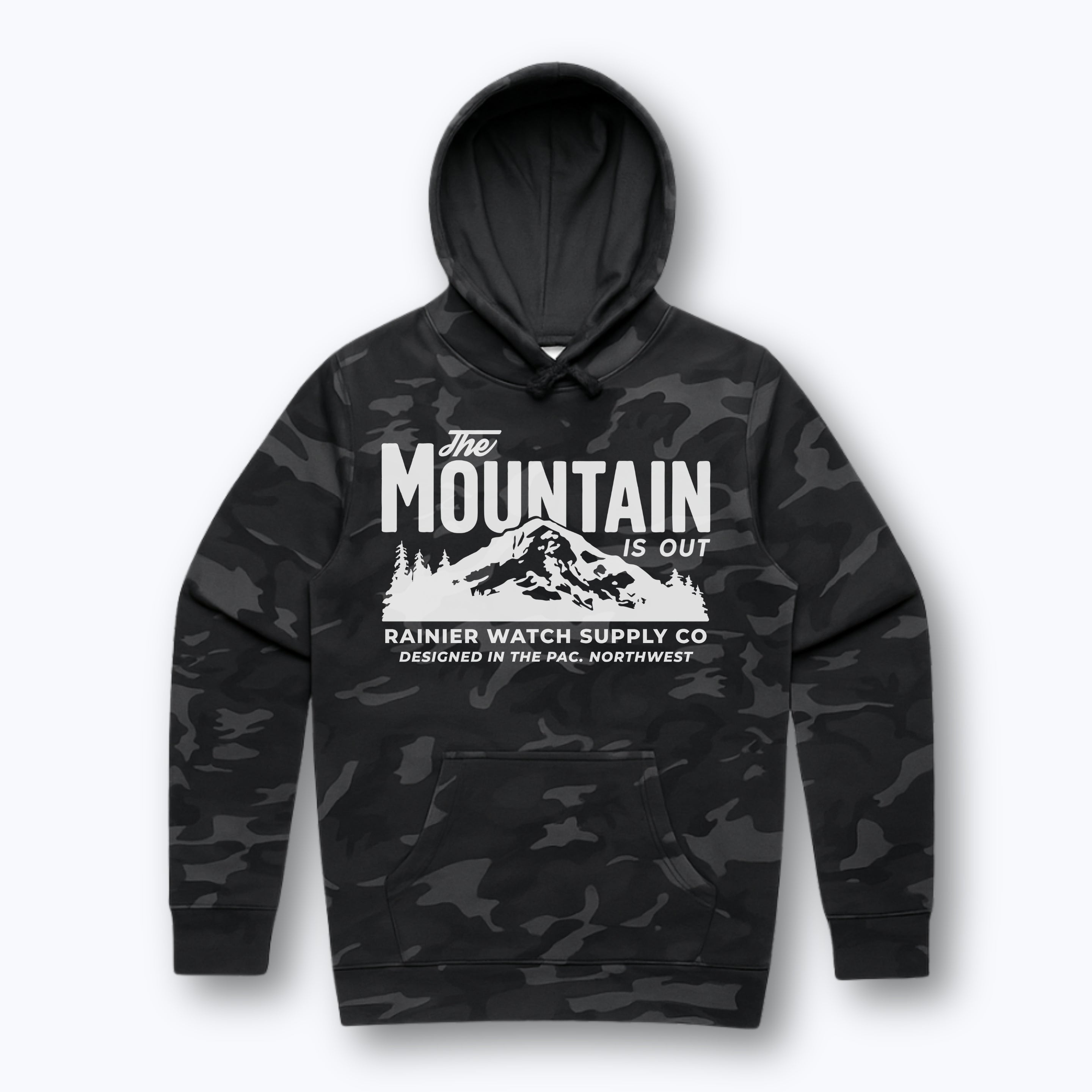 The Mountain Is Out Hoodie - Black Camo
