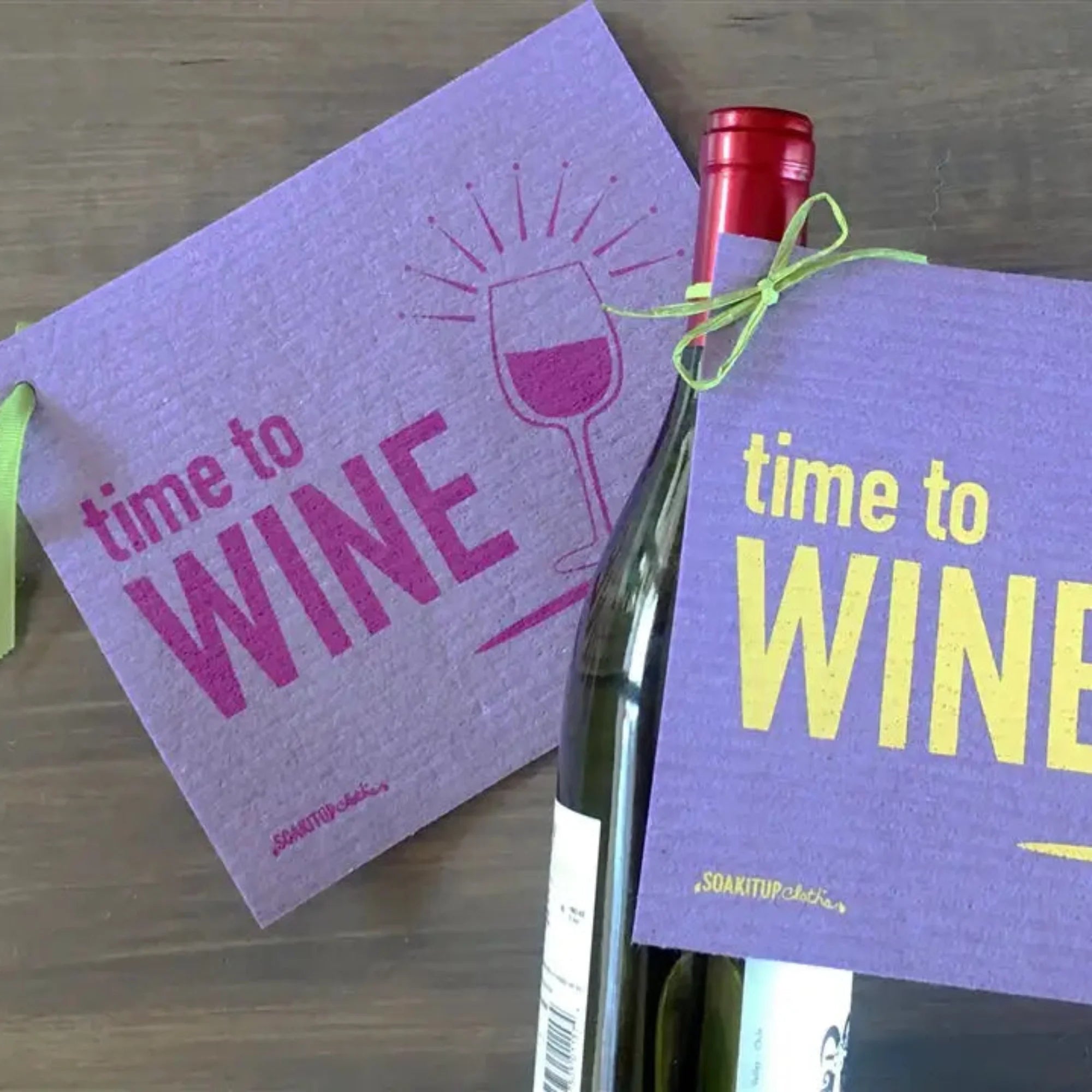 Time to Wine Red Wine Lover | Eco-friendly Swedish Dishcloth- Soak iT Up