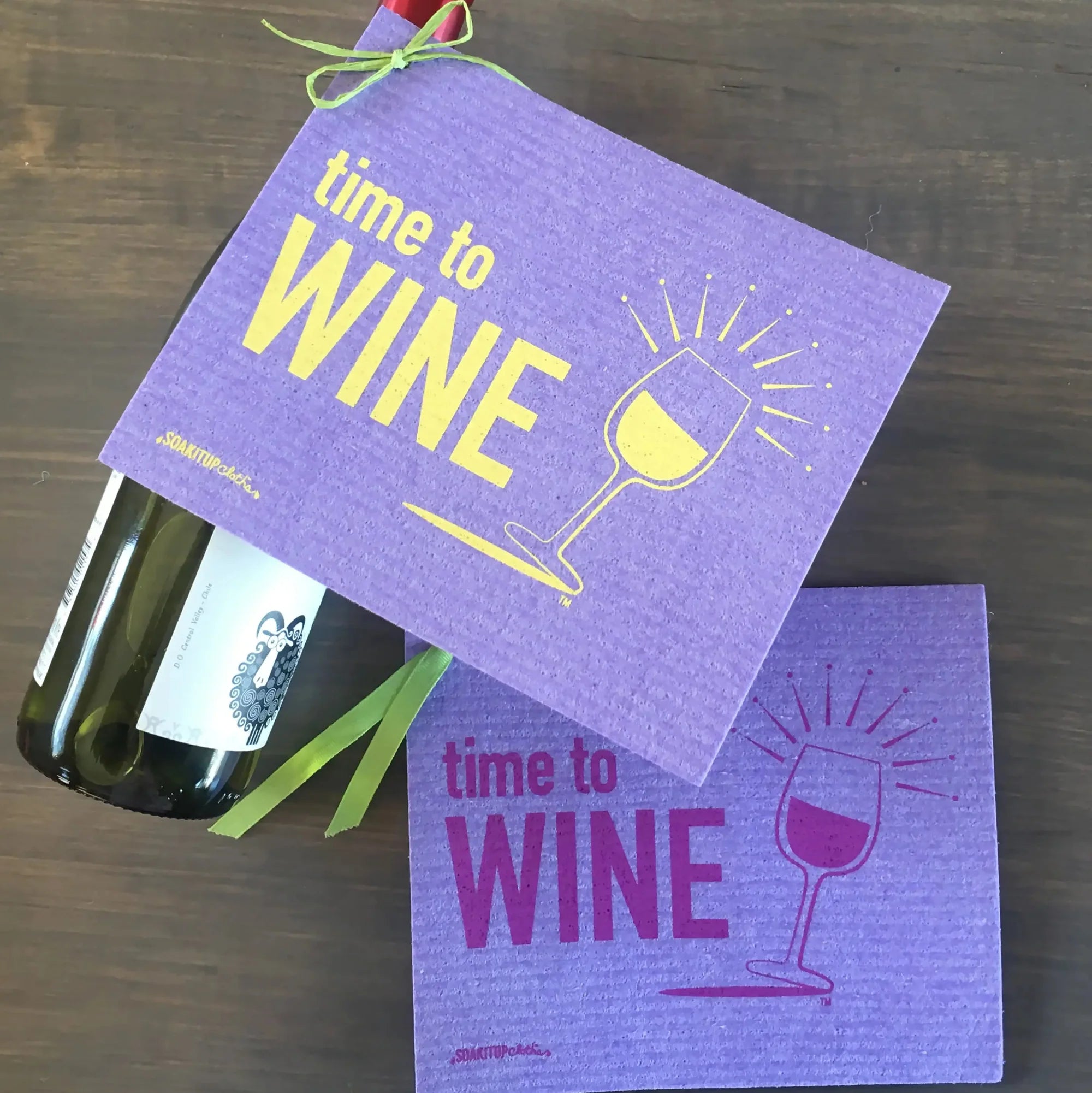 Time to Wine White Wine Lover | Eco-friendly Swedish Dishcloth- Soak iT Up