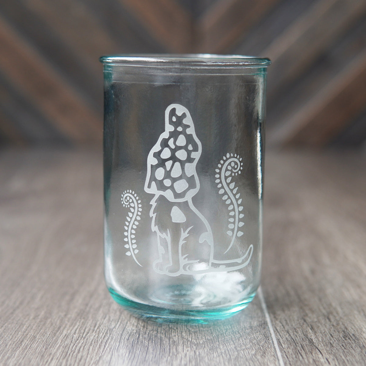 Cat Mushrooms Rustic Recycled Glass Candle Cup