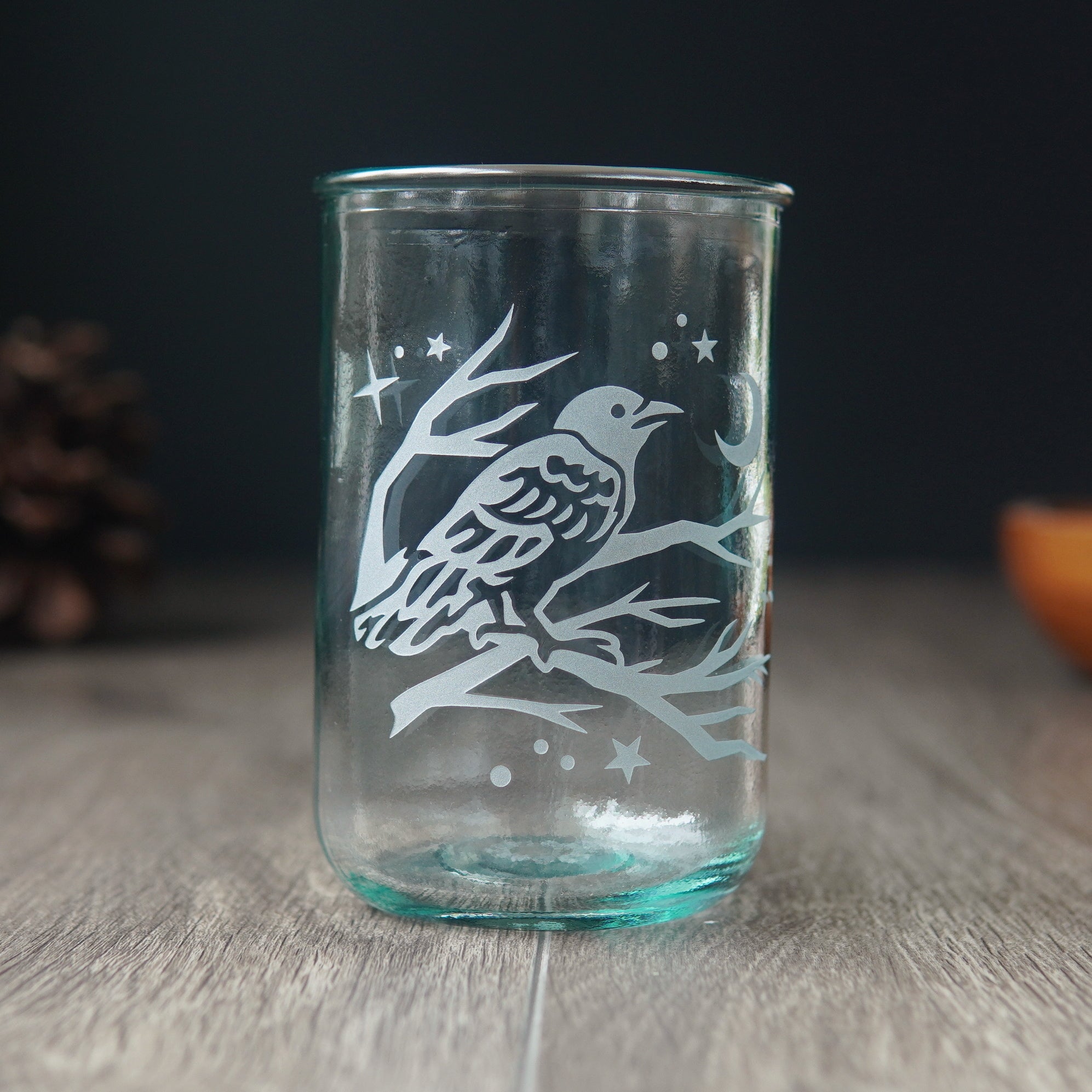 Crow Rustic Recycled Glass Candle Cup