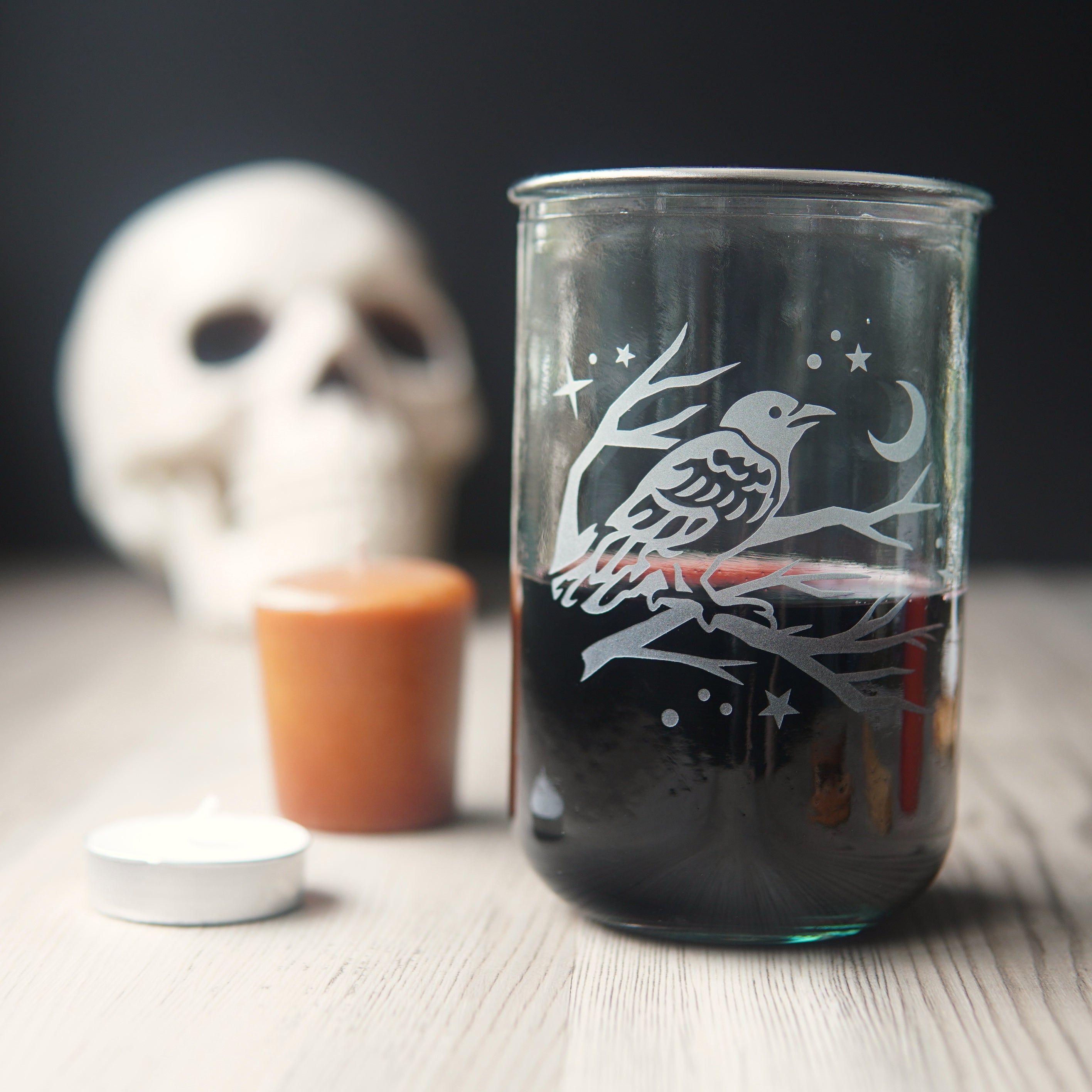 Crow Rustic Recycled Glass Candle Cup