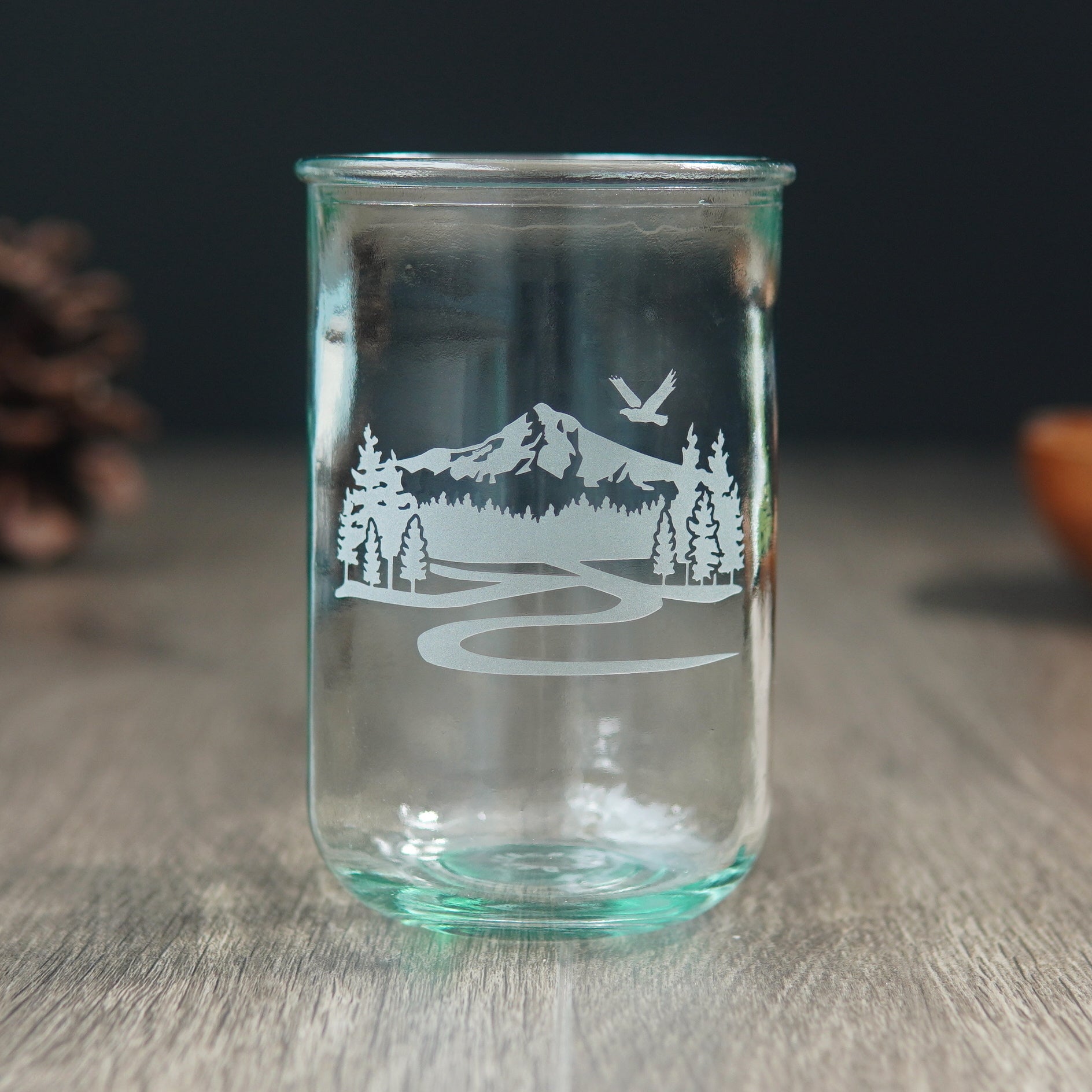 Mountain Rustic Recycled Glass Candle Cup