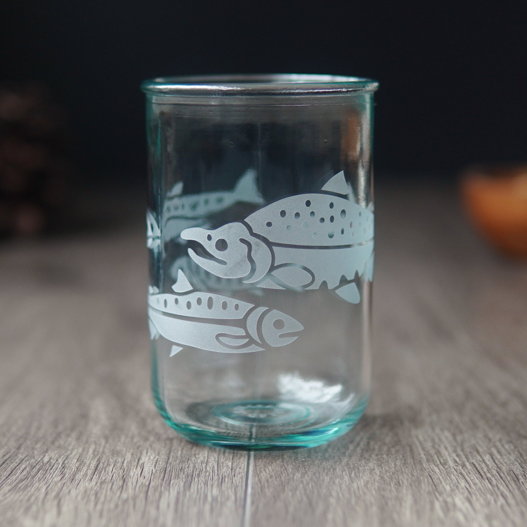 Salmon Rustic Recycled Glass Candle Cup