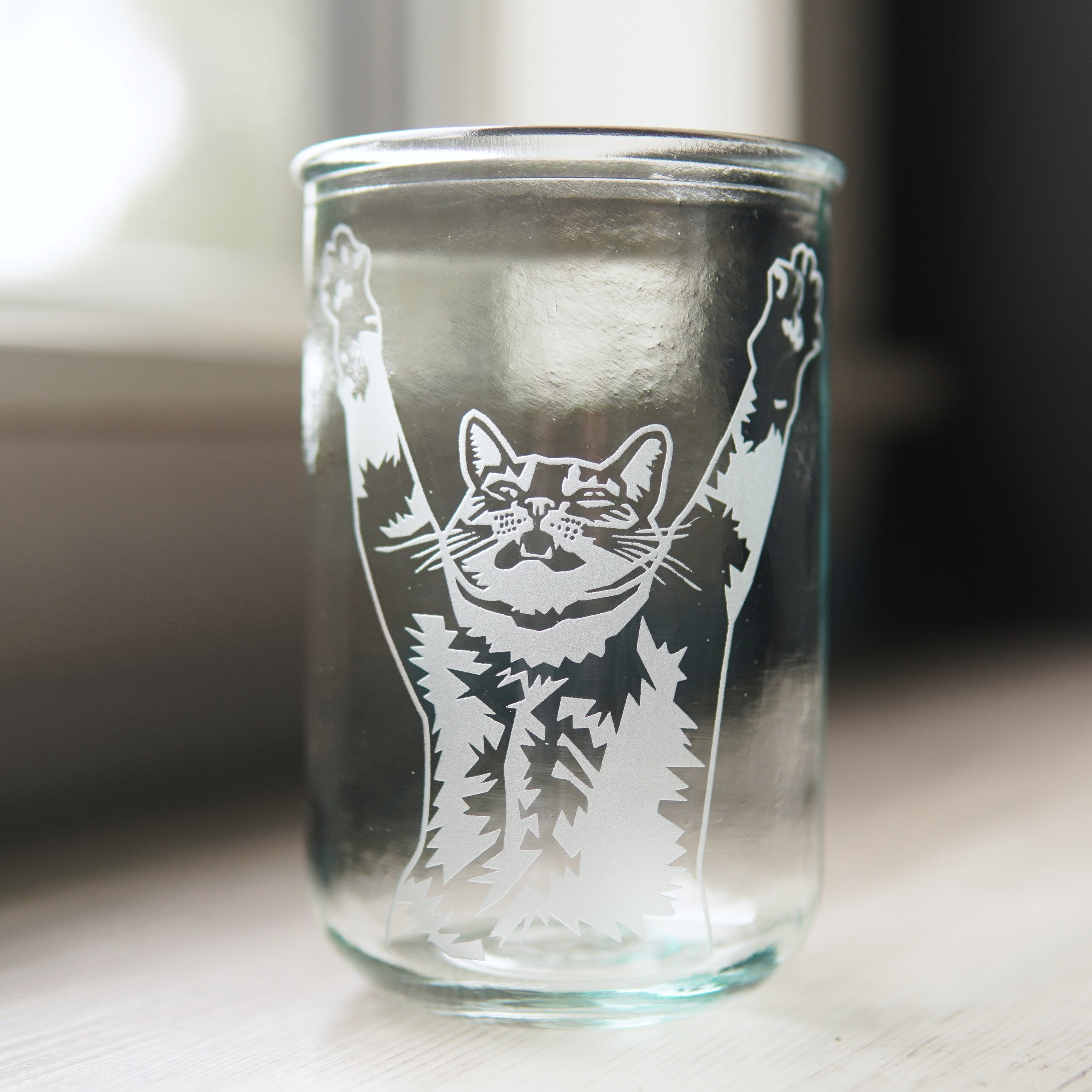 Stretch Cat Rustic Recycled Glass Candle Cup