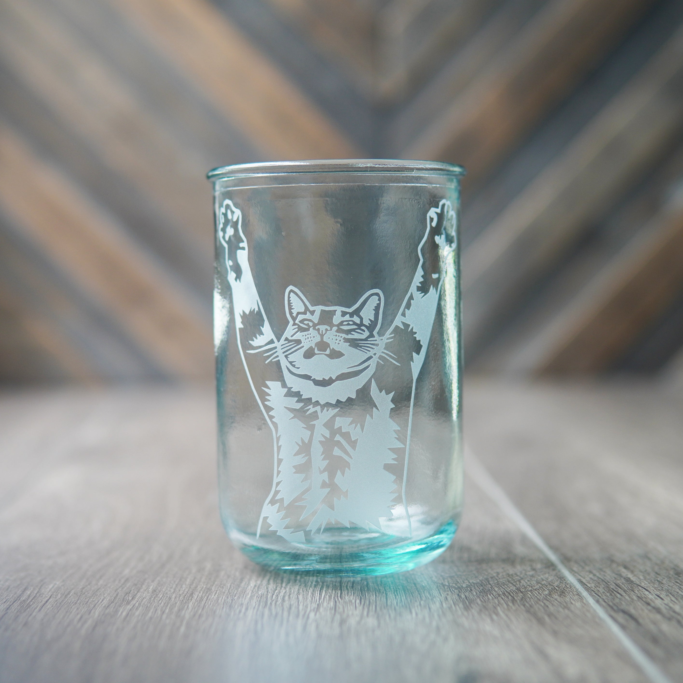 Stretch Cat Rustic Recycled Glass Candle Cup