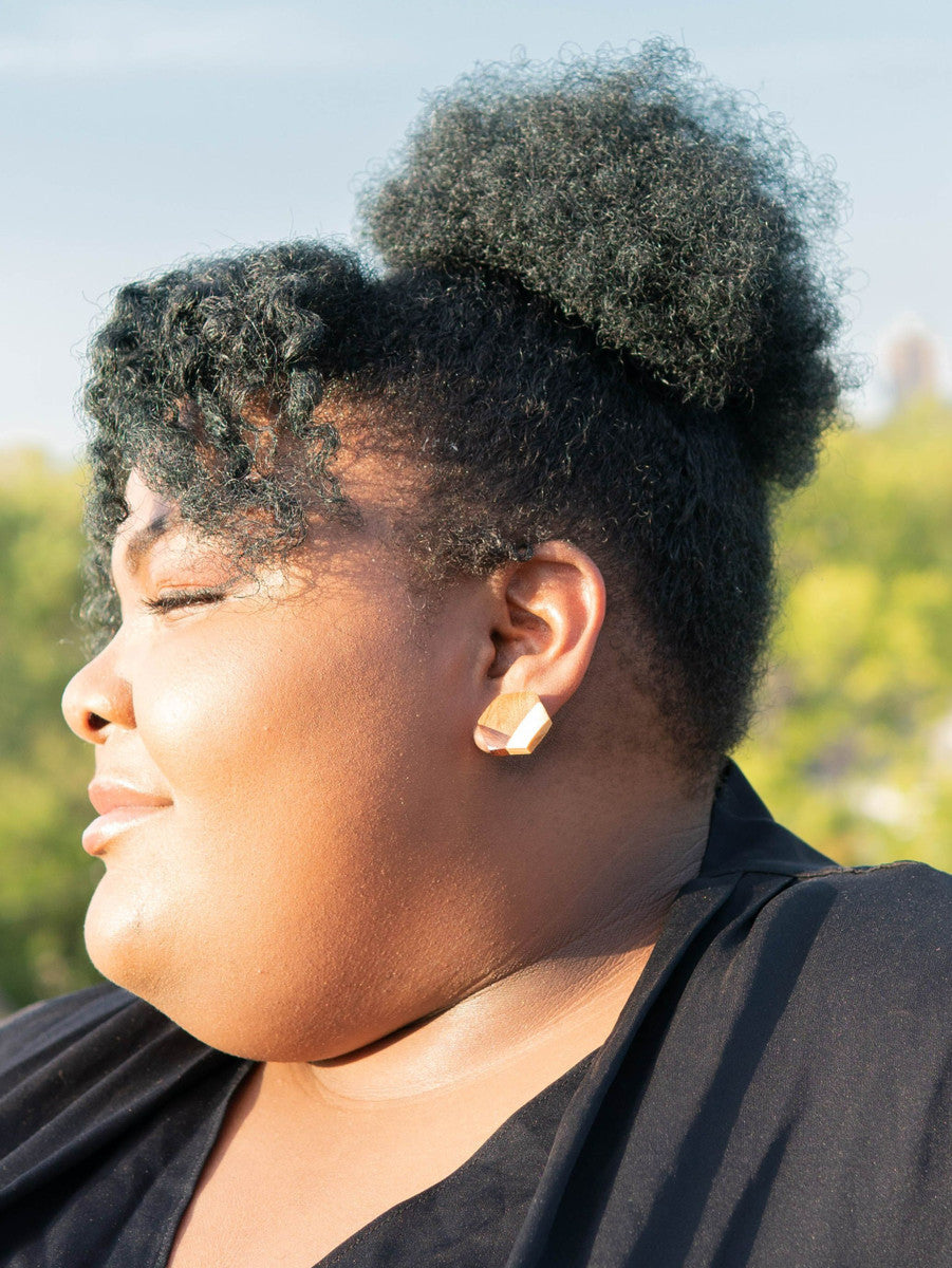 Wooden Hexagon Studs